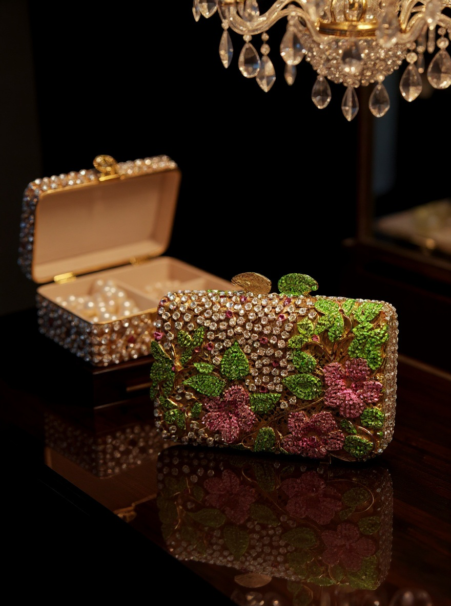 Clutch Émeraude et Fleurs