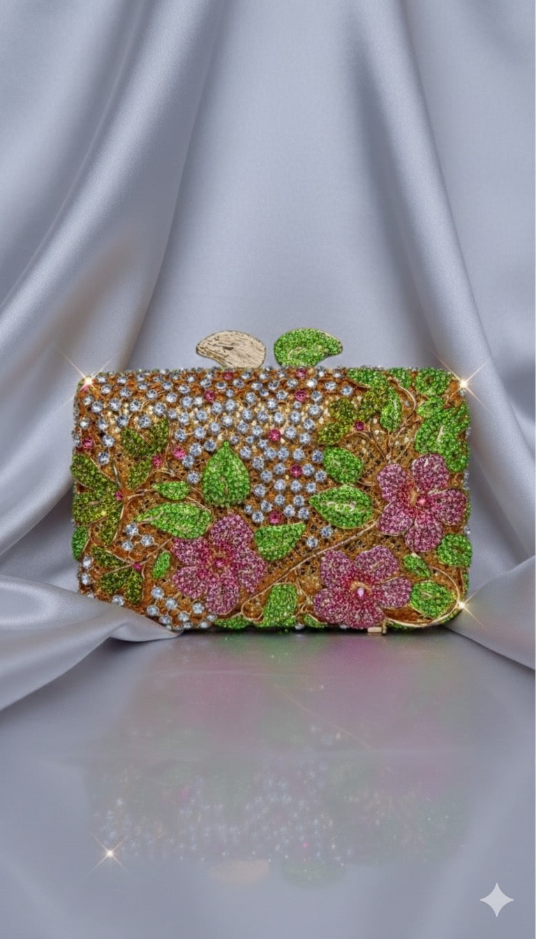 Clutch Émeraude et Fleurs